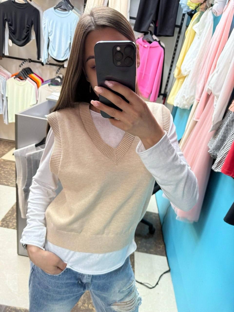 жилет вязаный женский,вязаный жилет,вязаная жилетка,свитер-жилет женский с v-образным вырезом,трикотажный жилет