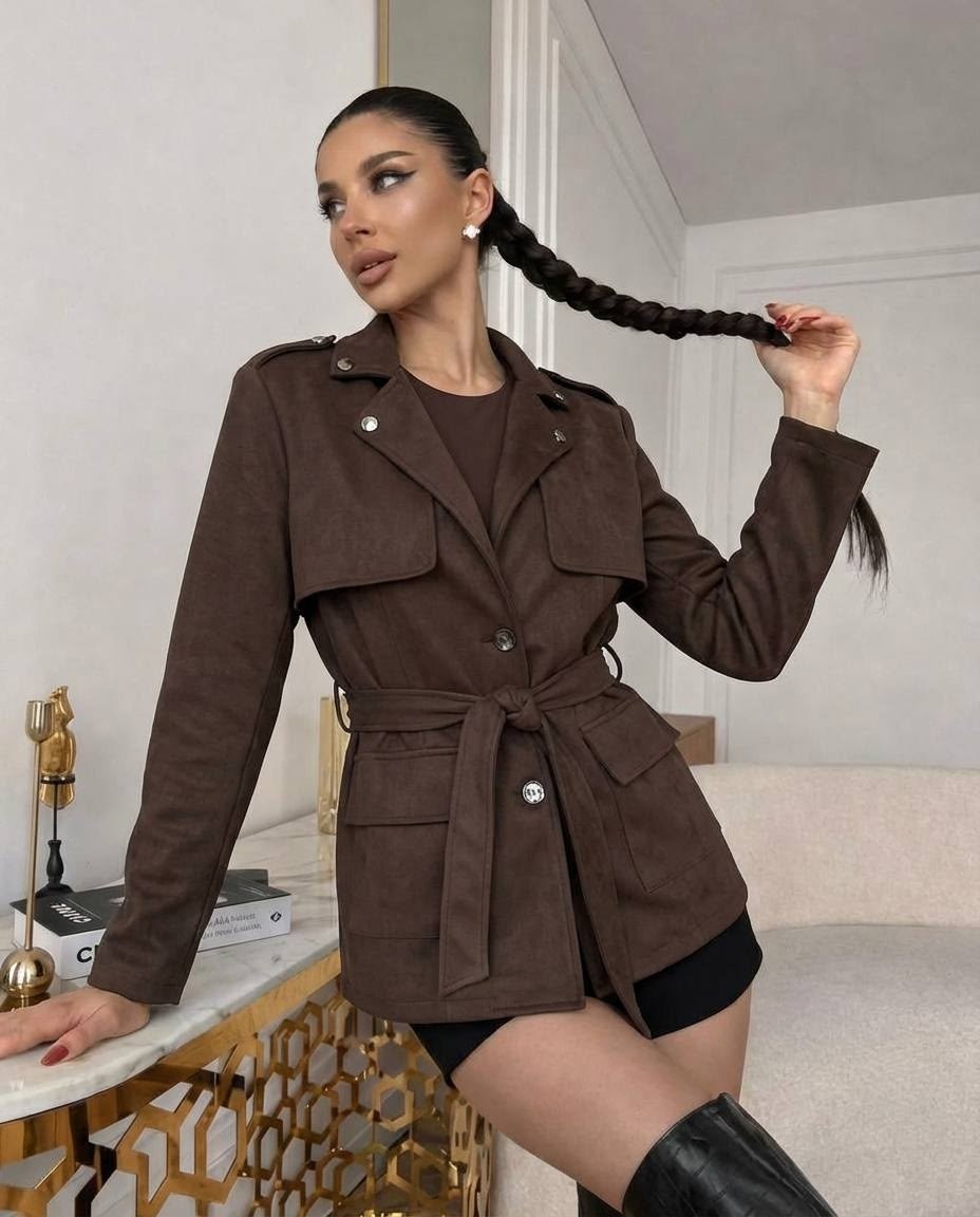 замшевая куртка,куртка замшевая жакет премиум x'zotic,куртка косуха замшевая коричневая с поясом tadari,классическая коричневая замшевая женская куртка с поясом,женская кожаная куртка