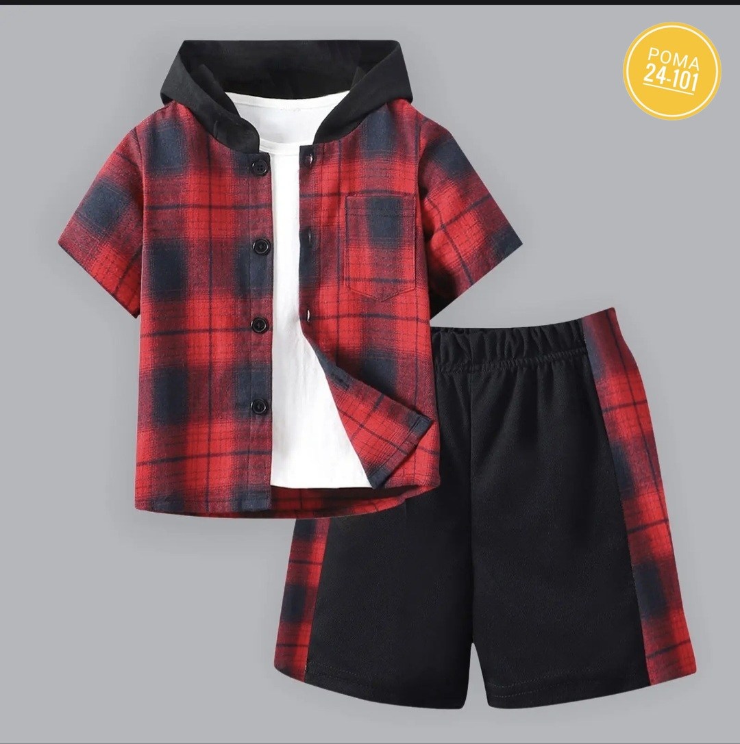 комплект одежды для мальчика,комплект детской одежды для мальчика,рубашка с капюшоном,клетчатая рубашка с капюшоном,одежда для мальчика
