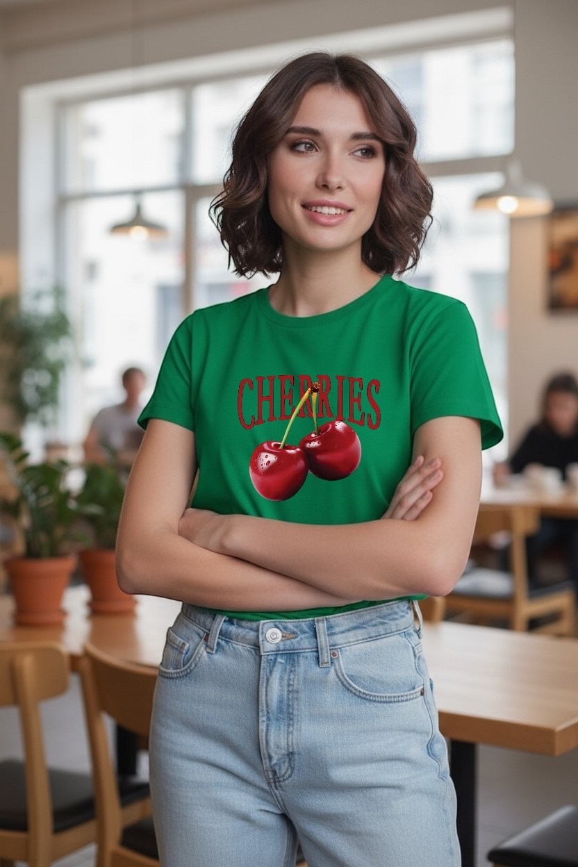 футболка с вишней,футболка с принтом y2k вишня cherries,футболка с вишенкой,футболка женская вишня,женская футболка с принтом вишни