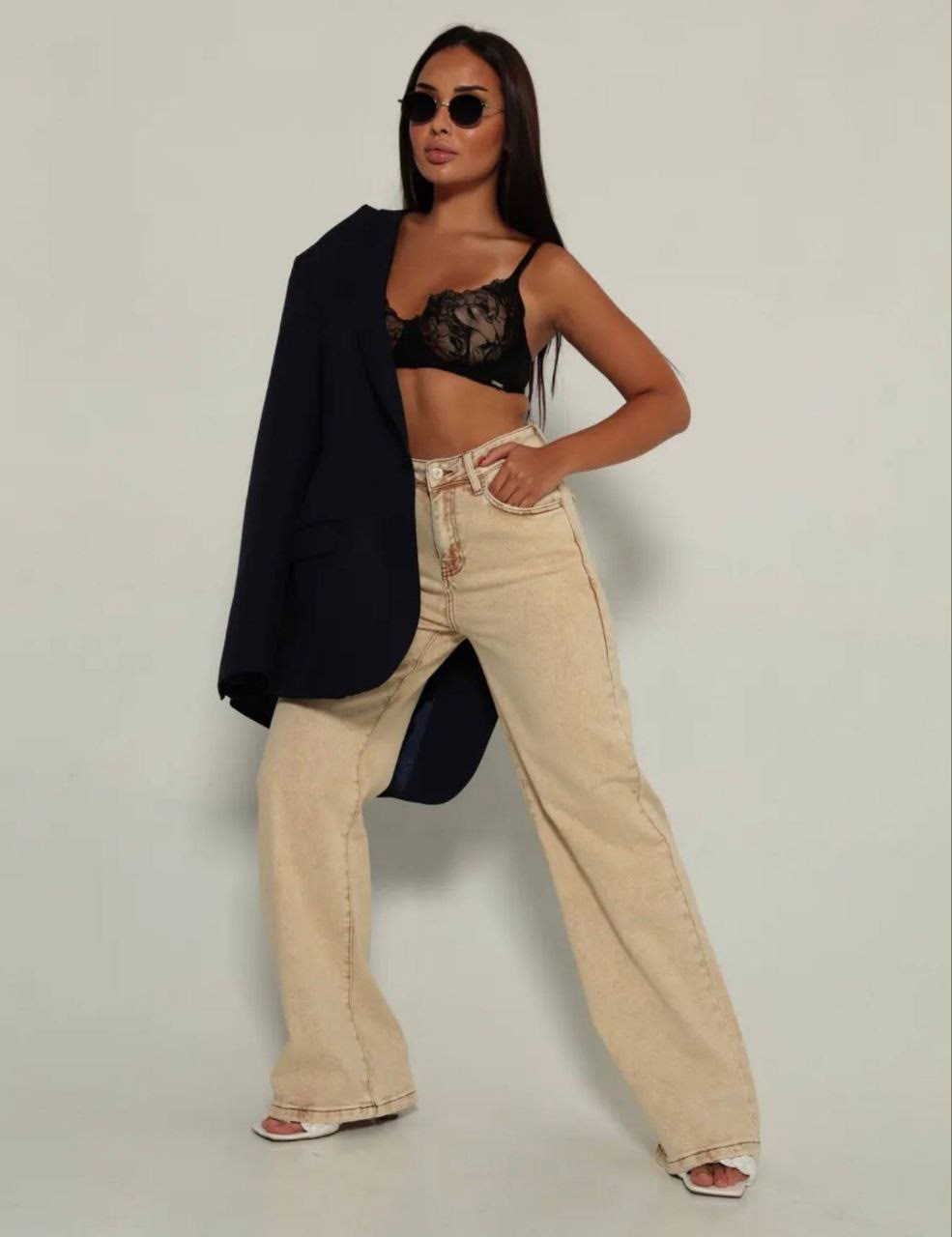 джинсы wide c широкими штанинами прямые клеш трубы feelz 112026139,бежевые джинсы,бежевые джинсы женские широкие,женские джинсы,бежевые джинсы женские