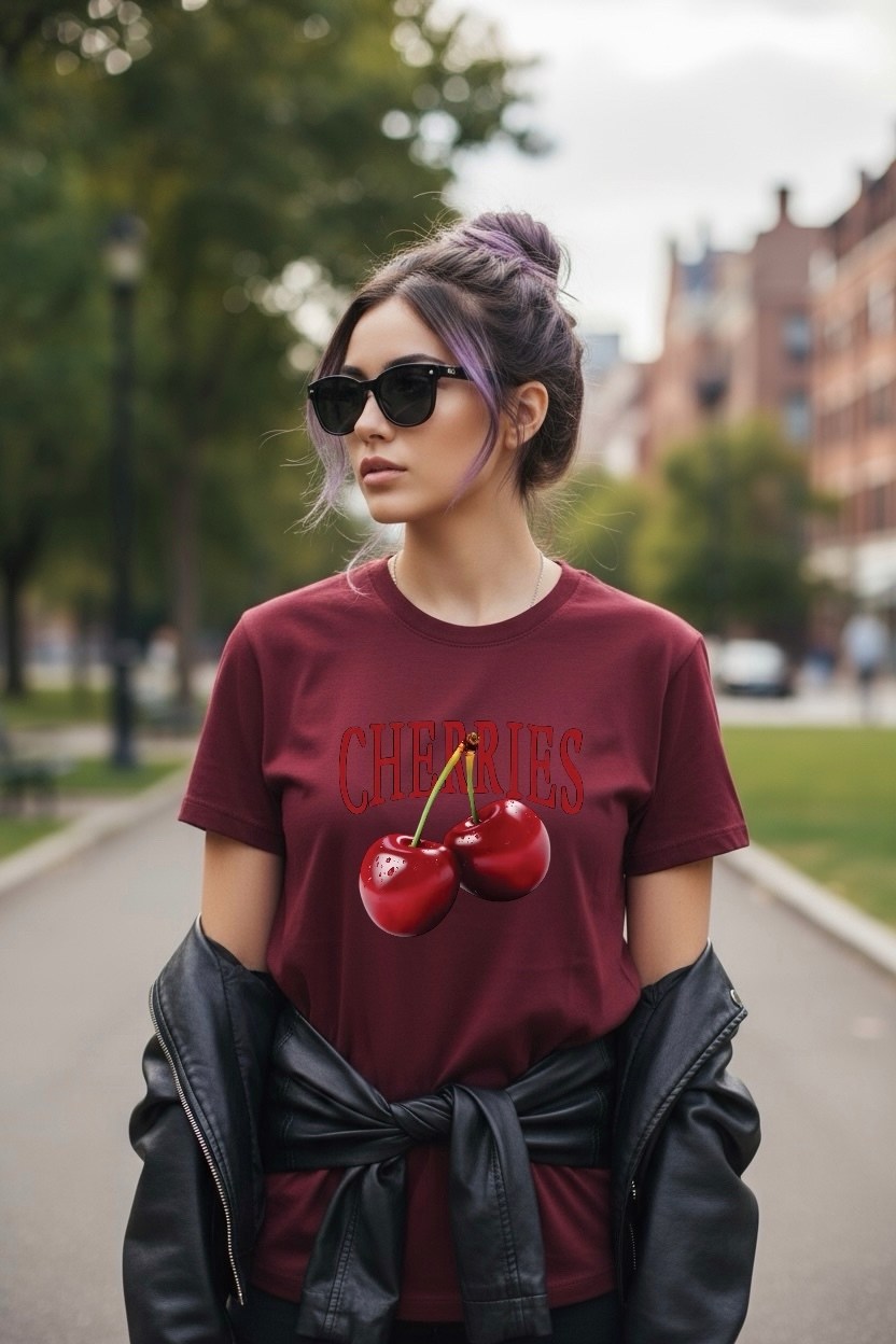 футболка с вишней,футболка с принтом y2k вишня cherries,футболка с вишенкой,футболка женская вишня,женская футболка с принтом вишни