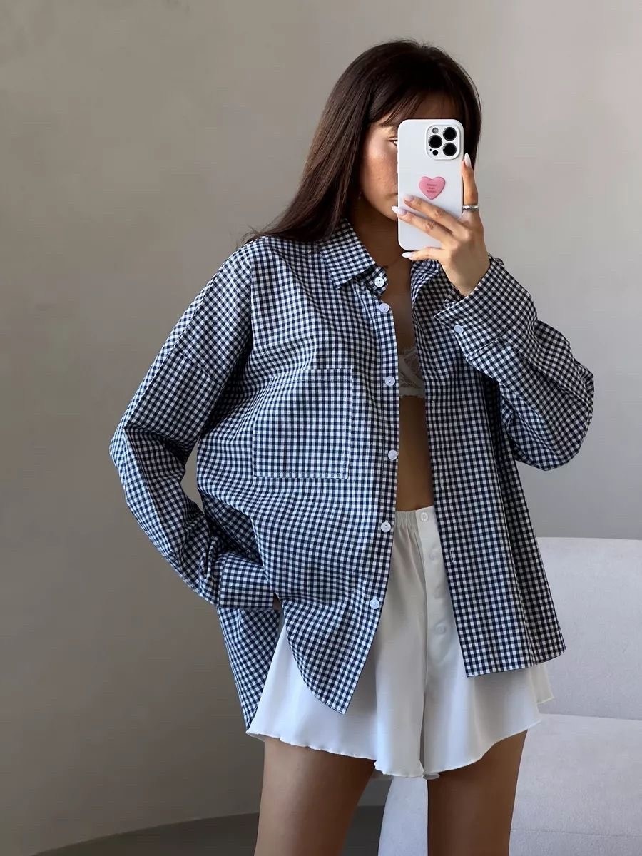 хлопковая рубашка в клетку cosmo brand,рубашка оверсайз летняя в клетку betrendy wear,хлопковая рубашка в клетку,рубашка женская в клетку оверсайз,рубашка оверсайз в клетку удлиненная fed.store