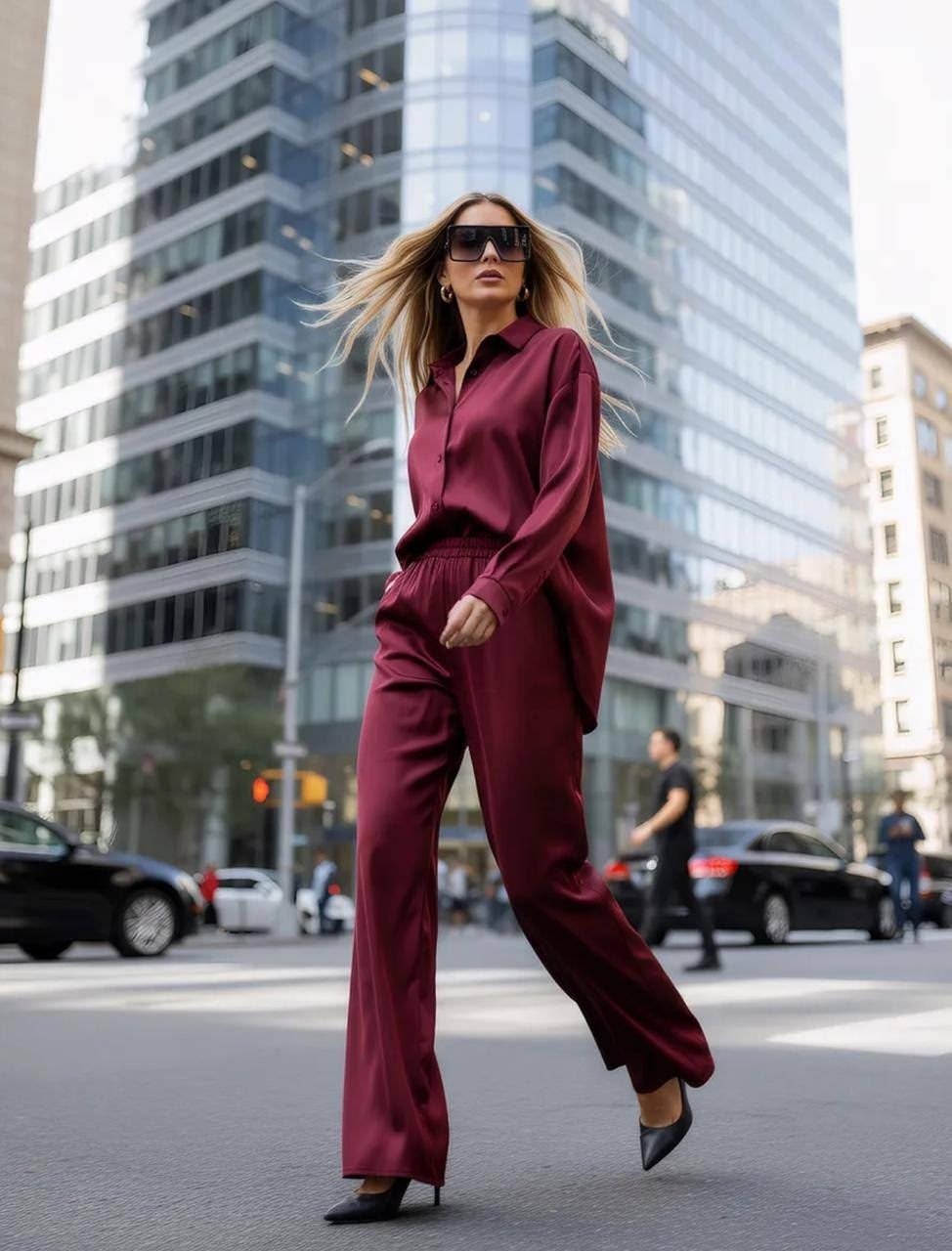 брючный костюм,женский брючный костюм,hiloc 2025 элегантные шелковые пижамные комплекты,костюм женский,брючный костюм свободного кроя