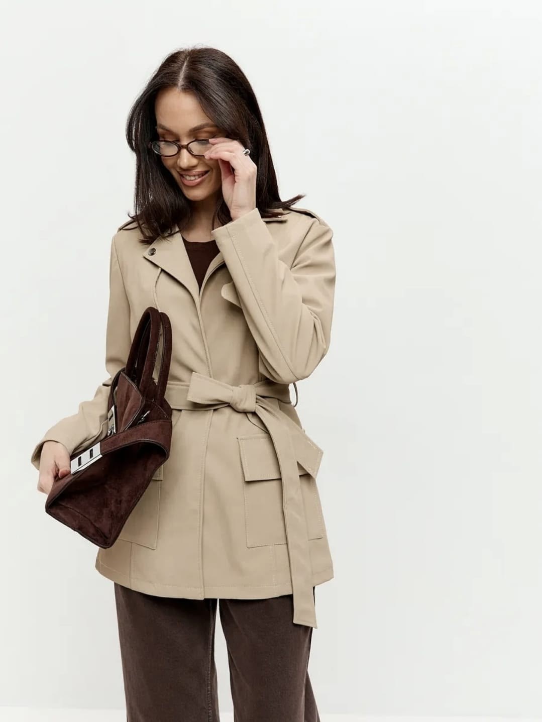 тренч короткий плащ moza*luna 210509252,тренч бежевый,тренч,куртка тренч,тренч с поясом