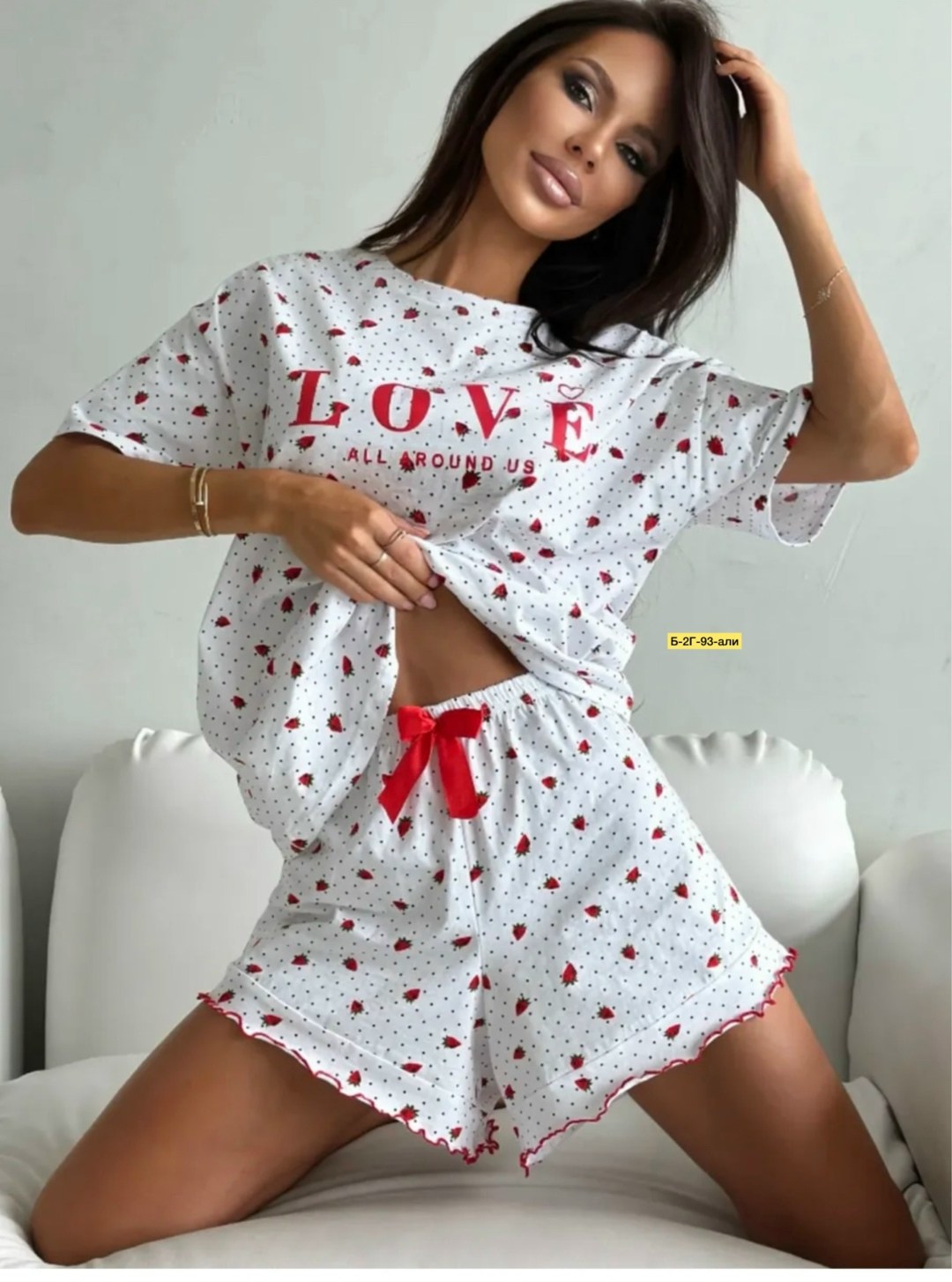 пижама женская с сердечками,домашняя одежда пижама,пижама женская,пижама с шортами женская,пижама с шортами муслиновая принт сердечки vi-da