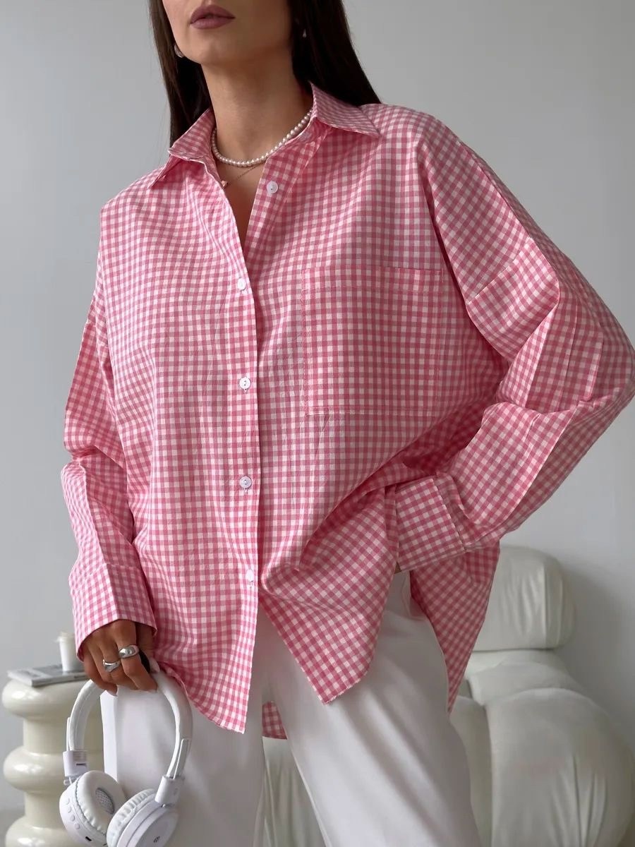 хлопковая рубашка в клетку cosmo brand,рубашка оверсайз летняя в клетку betrendy wear,хлопковая рубашка в клетку,рубашка женская в клетку оверсайз,рубашка оверсайз в клетку удлиненная fed.store