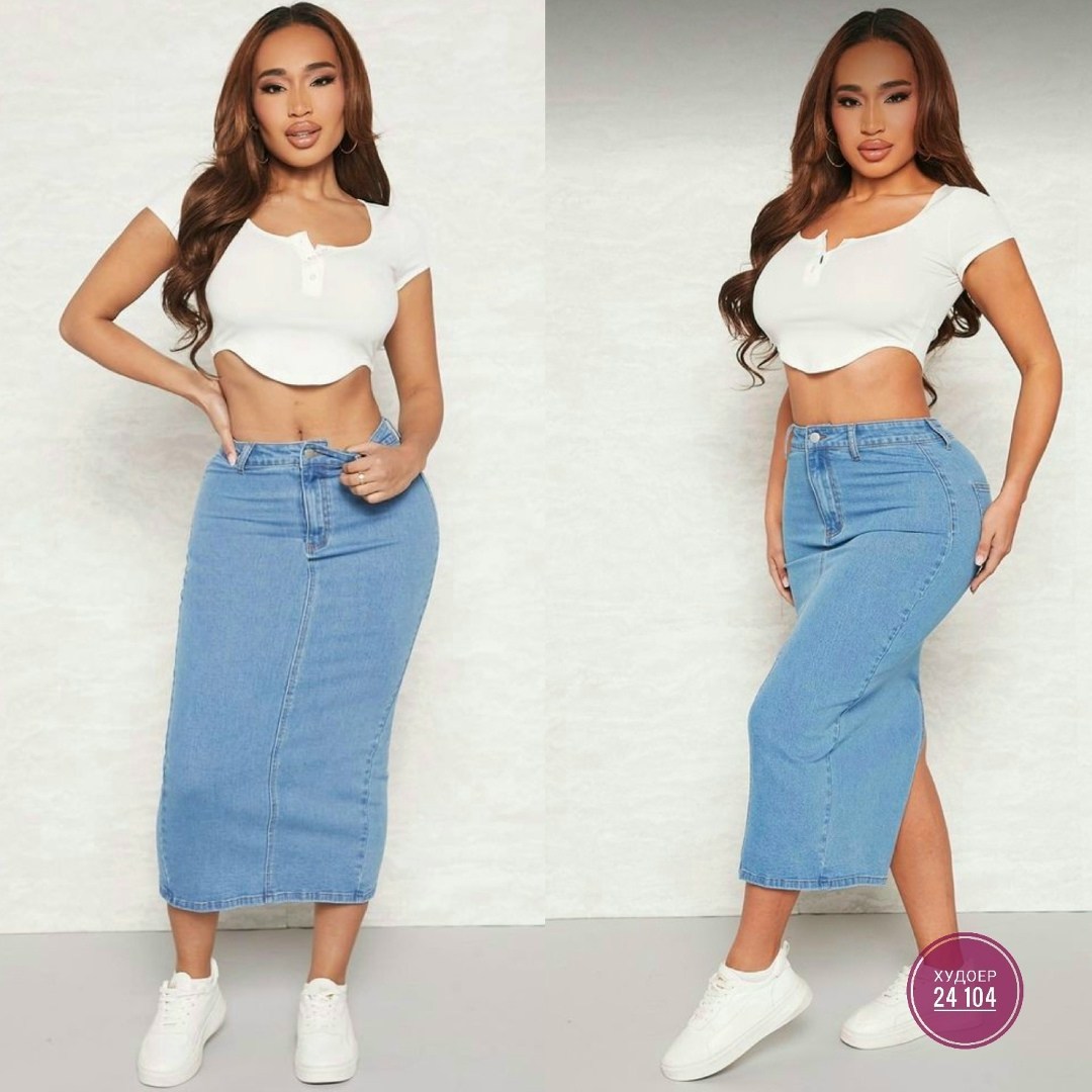 юбка джинсовая миди с разрезом katrin-trend,джинсовая юбка,юбка джинсовая миди с разрезам,юбка женская джинсовая,юбки джинсовые миди