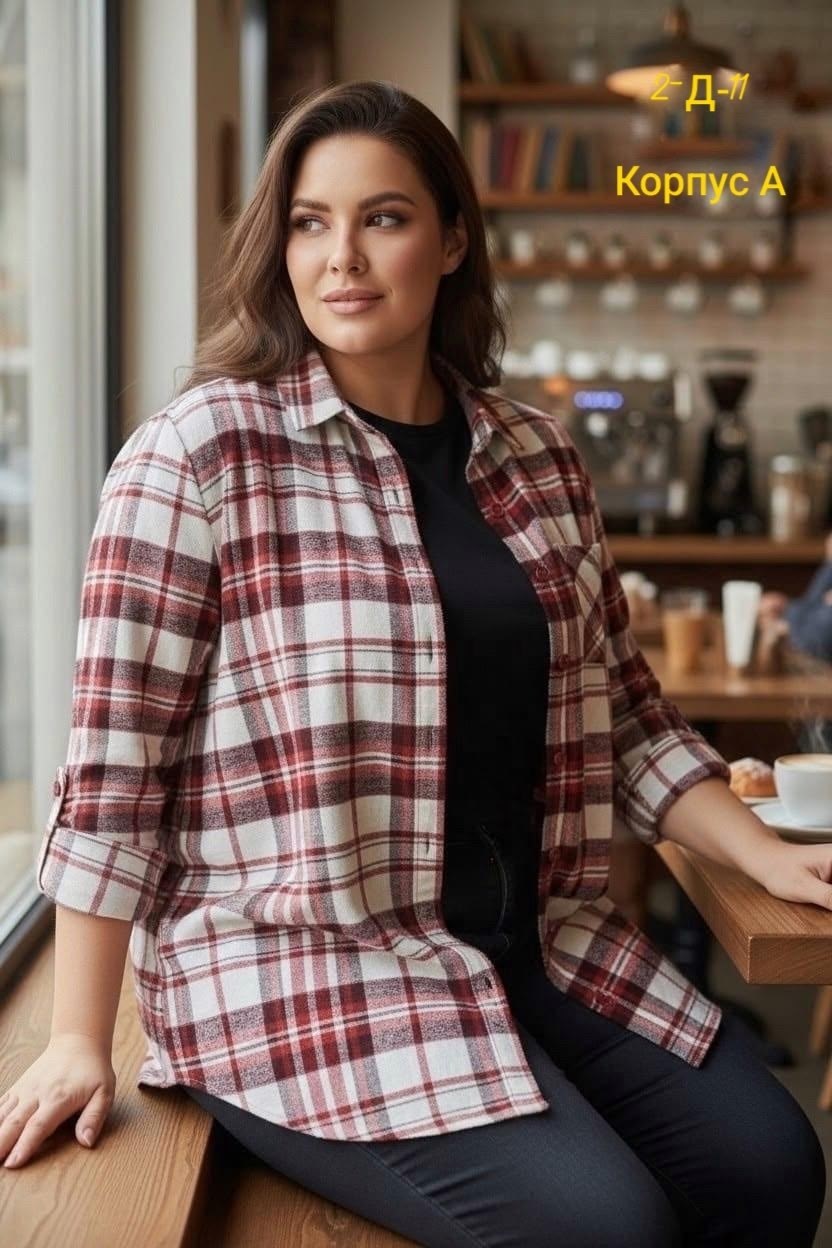 рубашка женская в клетку,женская теплая рубашка в клетку,рубашка в клетку,рубашка женская в клетку оверсайз,туника 8214 красная клетка