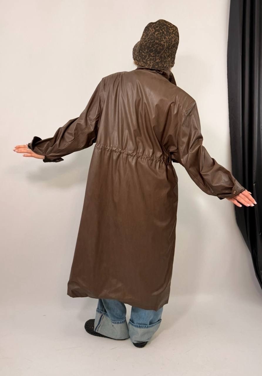 тренч плащ кожаный allure collection,кожаный плащ женский,плащ тренч,женские плащи,кожаные плащи