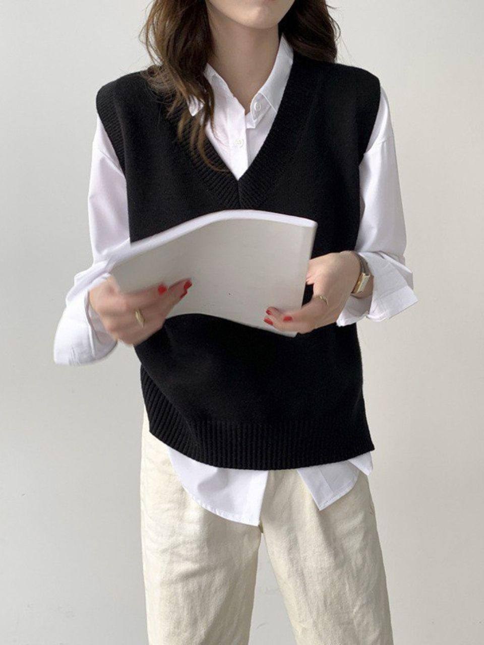 жилет вязаный женский,вязаный жилет,вязаная жилетка,свитер-жилет женский с v-образным вырезом,трикотажный жилет