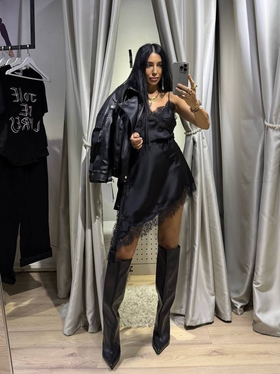 модное платье,черное платье комбинация,стильное платье,стильные образы