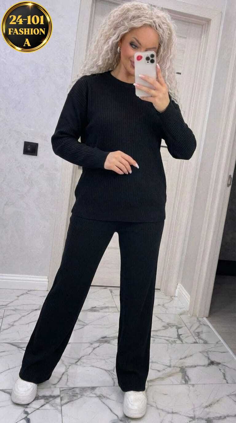 вязаный костюм с брюками палаццо,вязаный брючный костюм,костюм классический,трикотажный костюм,трикотажный вязаный костюм в рубчик с брюками палаццо