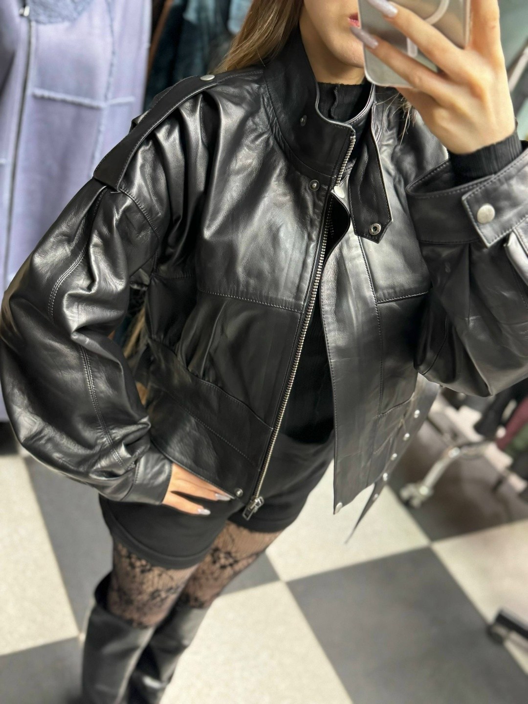 кожаная куртка женская furnatur 8025216 черная 44 ru,женская кожаная куртка,кожаная куртка,женская кожаная куртка из натуральной кожи,куртка женская из искусственной кожи