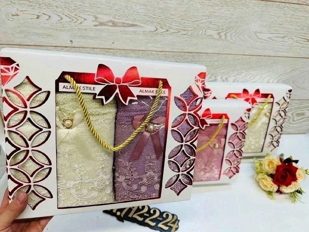 набор полотенец 2 шт,набор полотенец подарочный для женщин,набор полотенец подарочный,набор полотенец,подарочное полотенце almak style