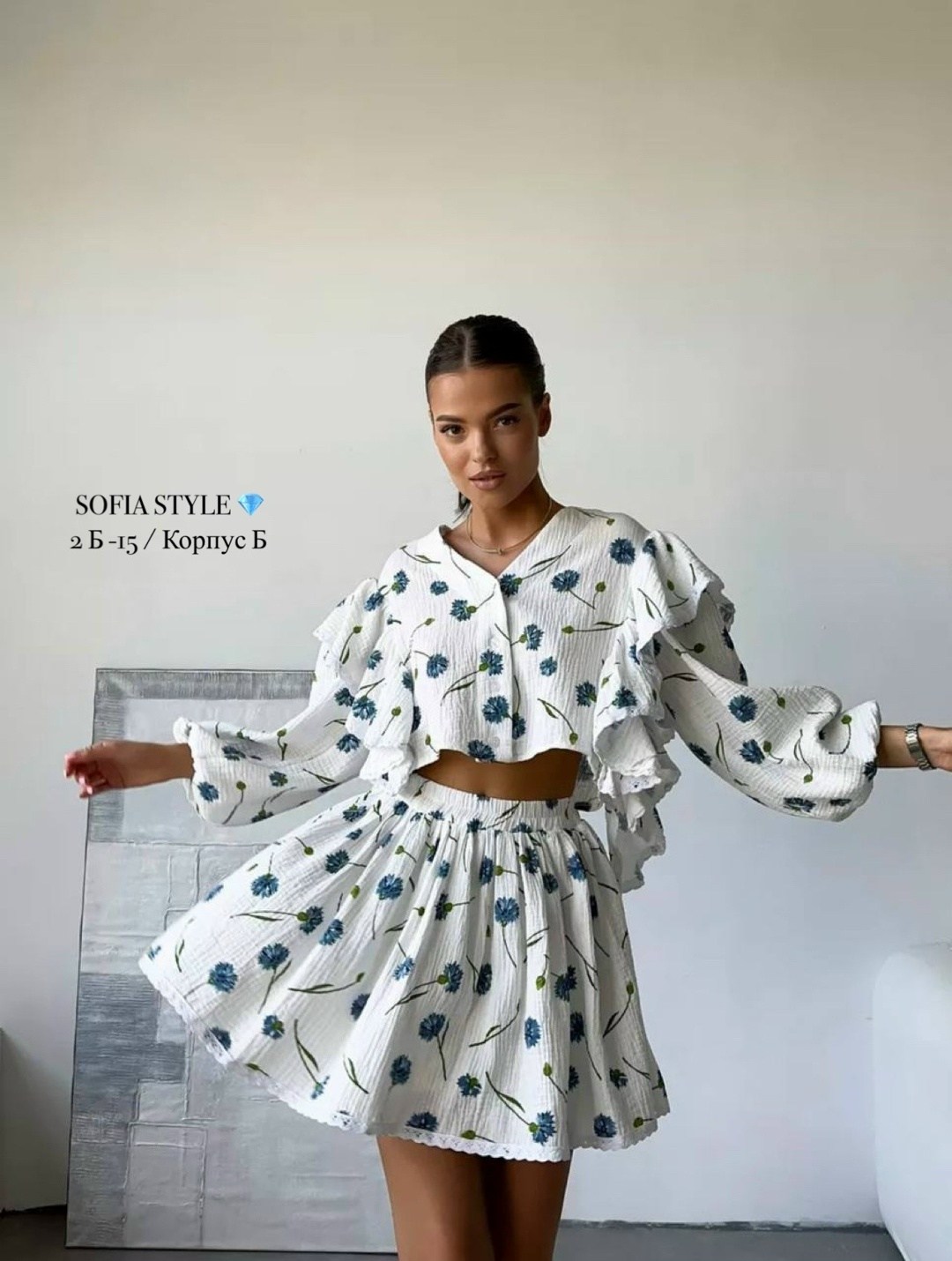 костюм из муслина,костюм из муслина женский,летние костюмы,костюм с юбкой,женский костюм