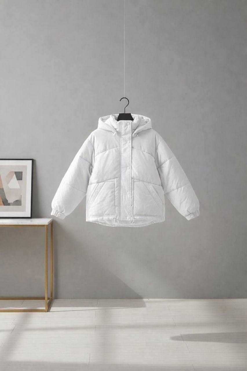 куртка зимняя с капюшоном оверсайз пуховик monifique,куртка оверсайз,белая куртка,куртка зефирка белая,зимняя женская куртка