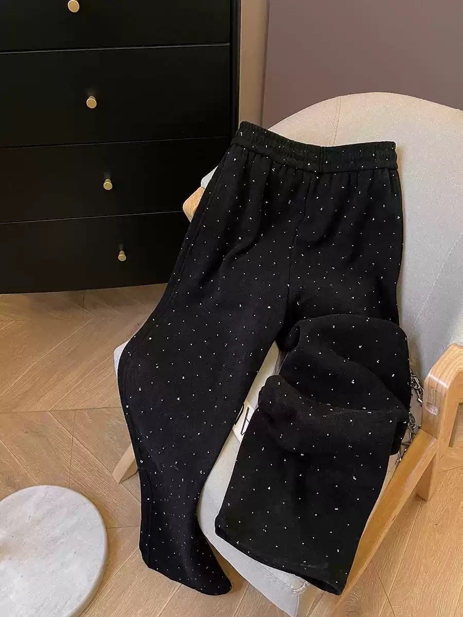 штаны широкие брюки багги джоггеры со стразами moylove цвет черный,штаны широкие брюки багги джоггеры со стразами moylove 338893363,женский костюм,спортивный костюм со стразами,брюки с пайетками