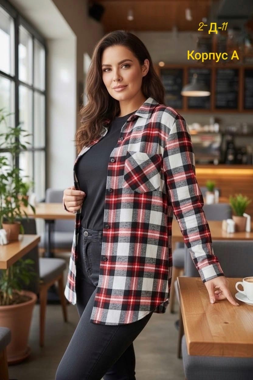рубашка женская в клетку,женская теплая рубашка в клетку,рубашка в клетку,рубашка женская в клетку оверсайз,туника 8214 красная клетка