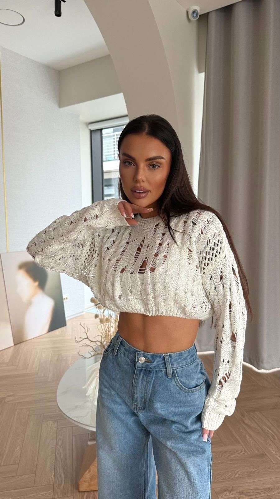 свитер вязаный кофта сетка укороченная anna g,свитер вязаный кофта сетка укороченная anna g 160212302,вязаный свитер,модные свитера,вяжем свитер