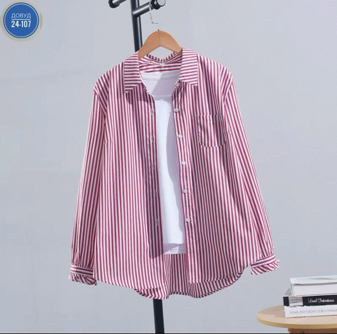 женская рубашка в полоску,женская рубашка,рубашка в полоску,женская рубашка средней длины в вертикальную полоску,повседневная рубашка в полоску