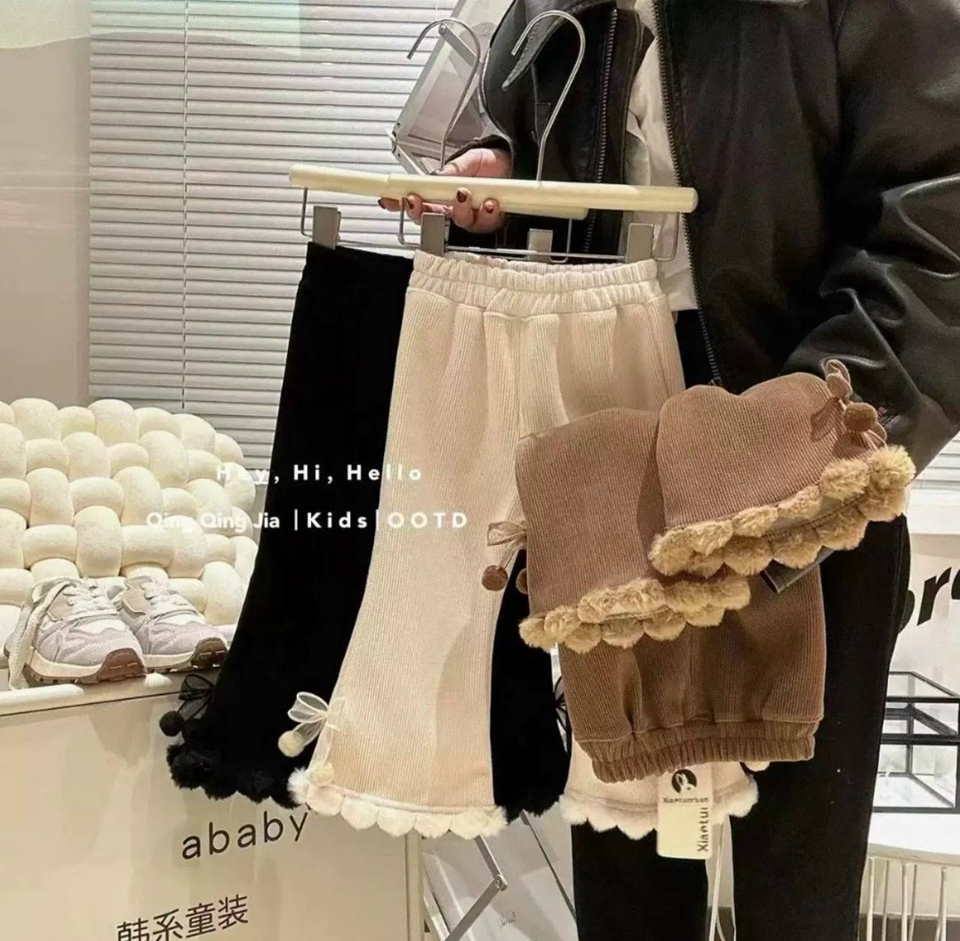 тёплые вельветовые брюки fati12,заколка для волос с бантом,плюшевые заколки для волос,носки с бантами,утолщенные вельветовые плюшевые брюки для девочек