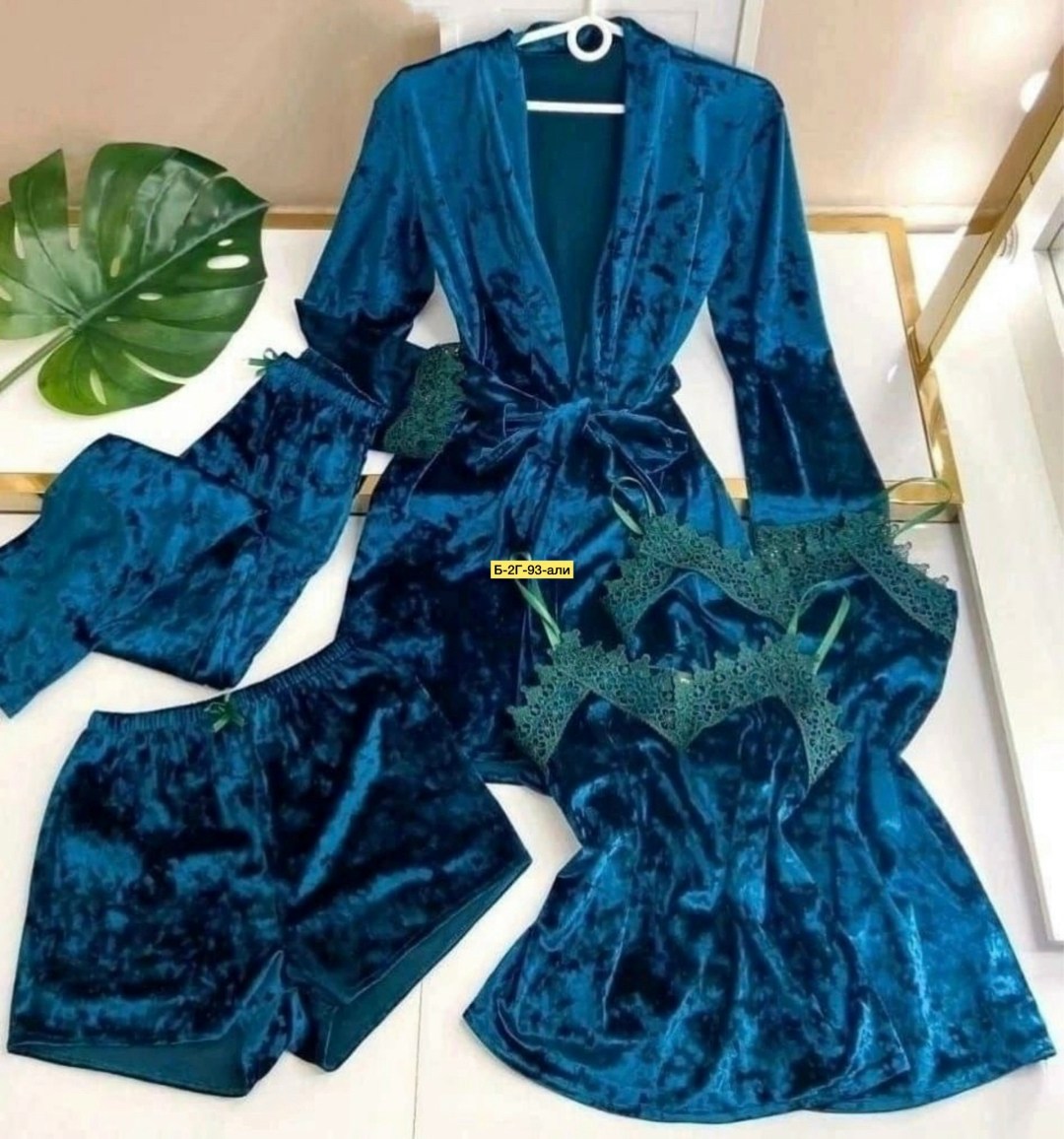пижама женская 5 в 1,пижама велюр,комплект велюровый,домашний комплект пижама,пижама из велюра 5 в 1