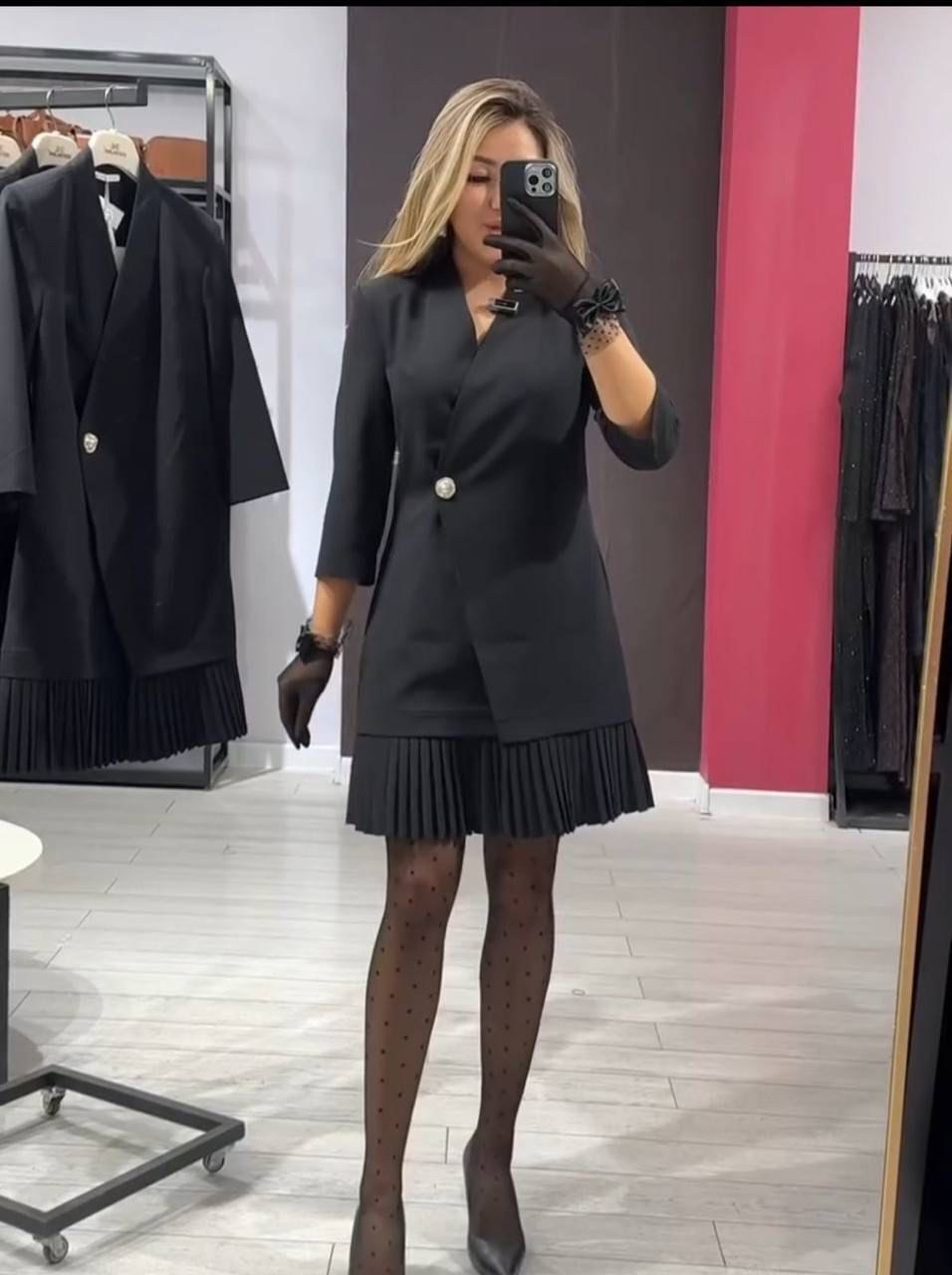 элегантное платье-пиджак с плиссированным воланом на подоле,платье пиджак,платье пиджак с плиссированной юбкой,женское твердое элегантное платье с плиссированным пиджаком,платье пиджак с плиссировкой