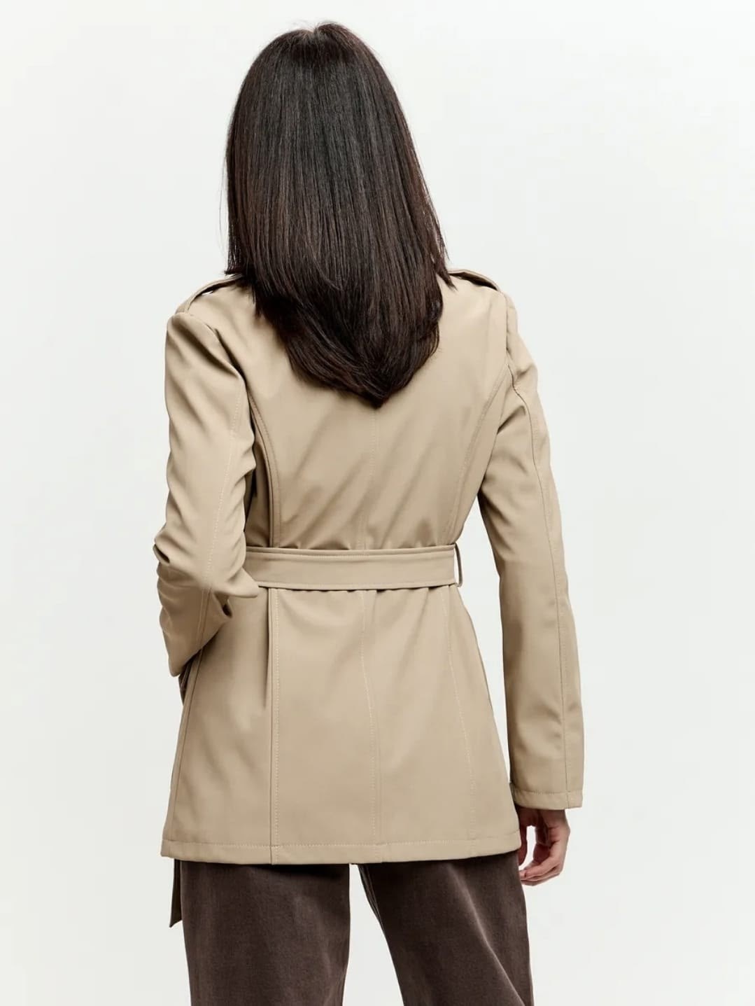 тренч короткий плащ moza*luna 210509252,тренч бежевый,тренч,куртка тренч,тренч с поясом