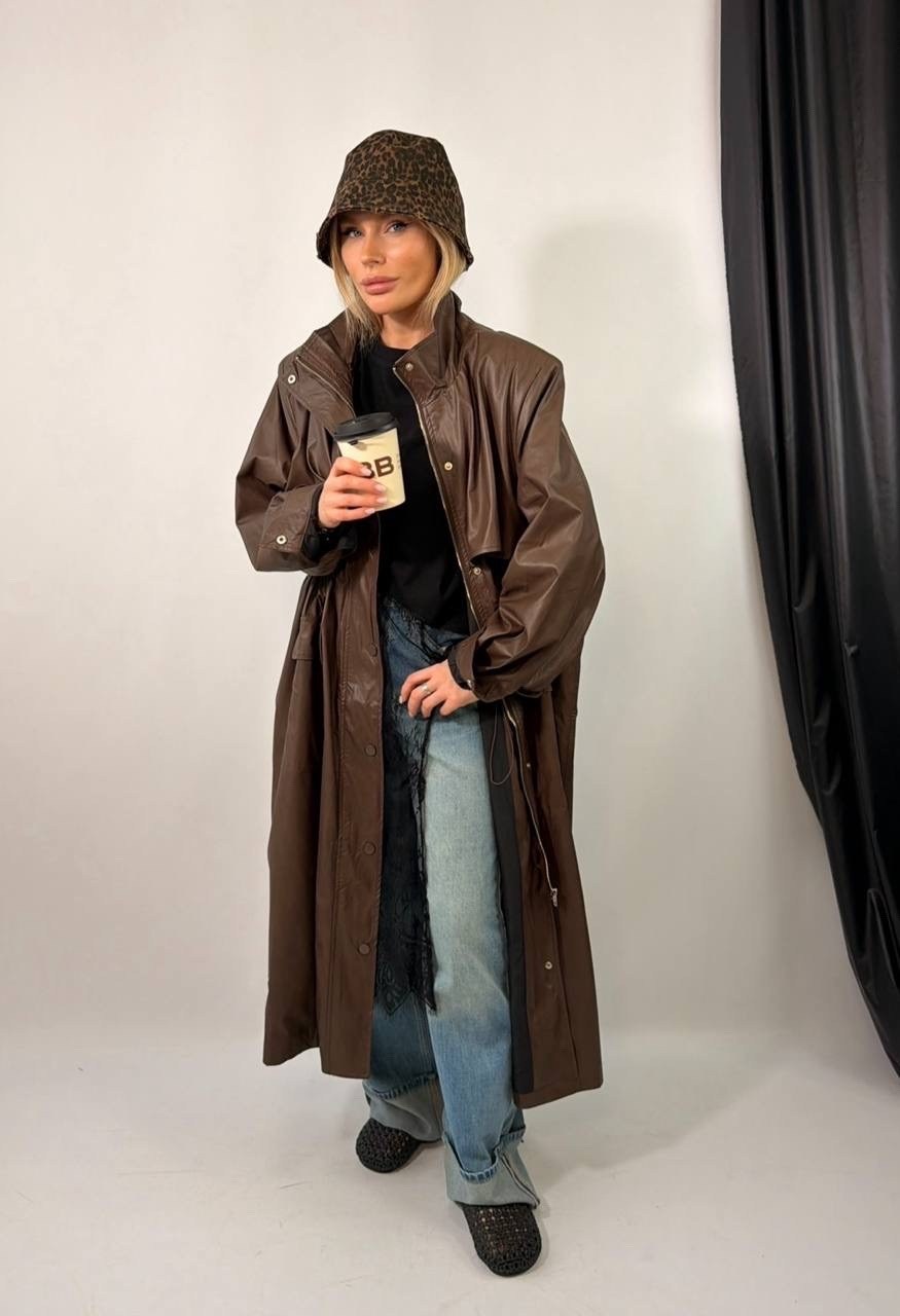 тренч плащ кожаный allure collection,кожаный плащ женский,плащ тренч,женские плащи,кожаные плащи