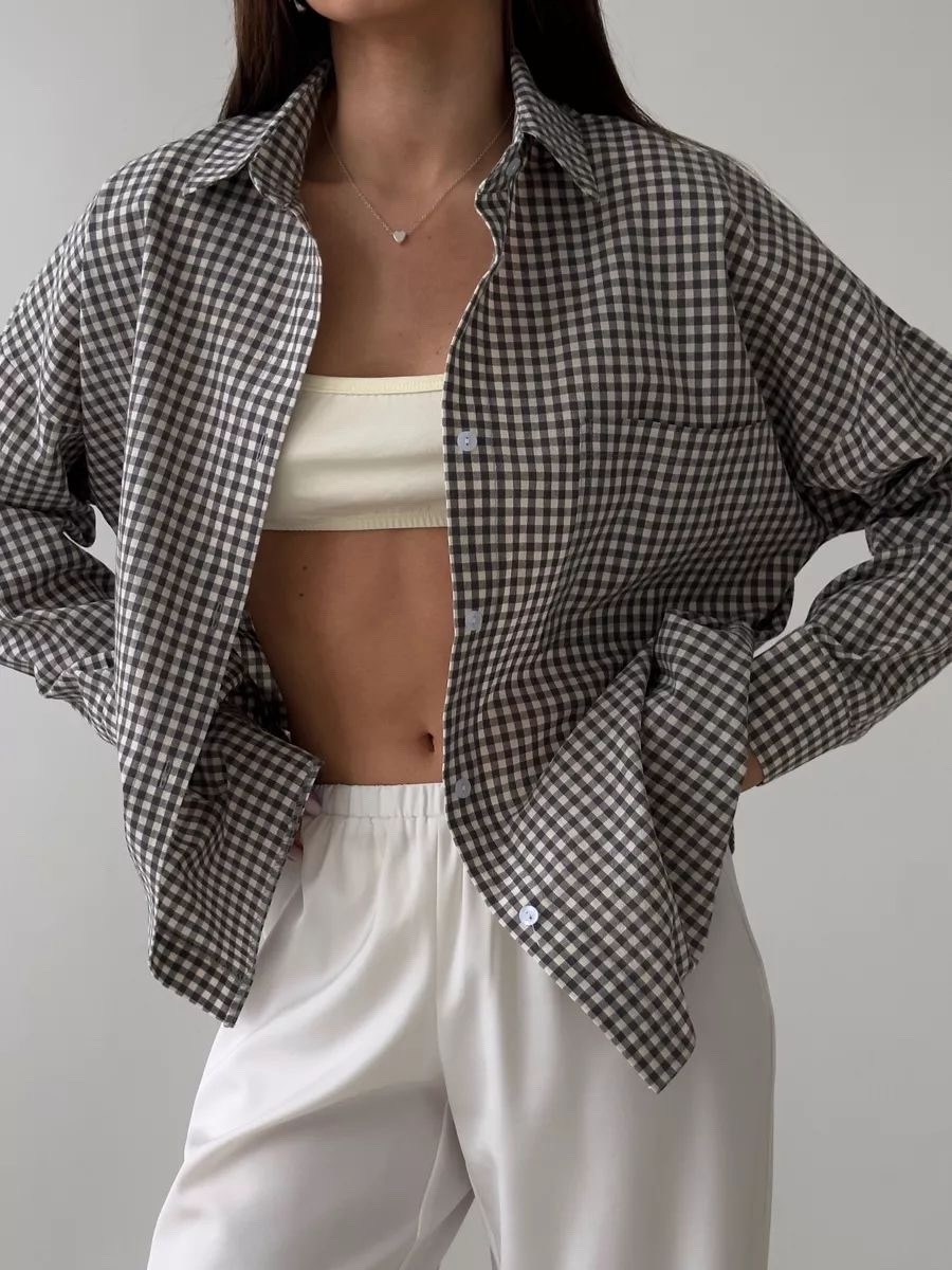 хлопковая рубашка в клетку cosmo brand,рубашка оверсайз летняя в клетку betrendy wear,хлопковая рубашка в клетку,рубашка женская в клетку оверсайз,рубашка оверсайз в клетку удлиненная fed.store