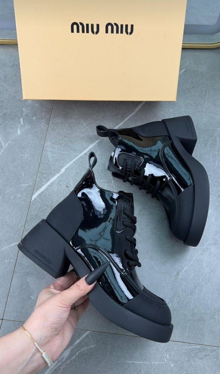 ботильоны лакированные,,лакированные ботинки женские,ботинки miu miu,ботинки женские