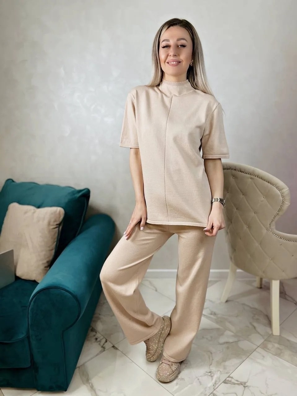 костюм с брюками,костюм женский трикотажный с брюками,брючный комплект,костюм бежевый,бежевый костюм женский
