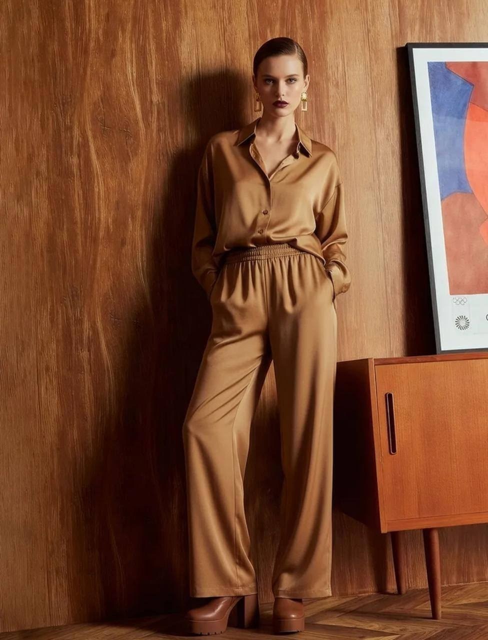 брючный костюм,женский брючный костюм,hiloc 2025 элегантные шелковые пижамные комплекты,костюм женский,брючный костюм свободного кроя