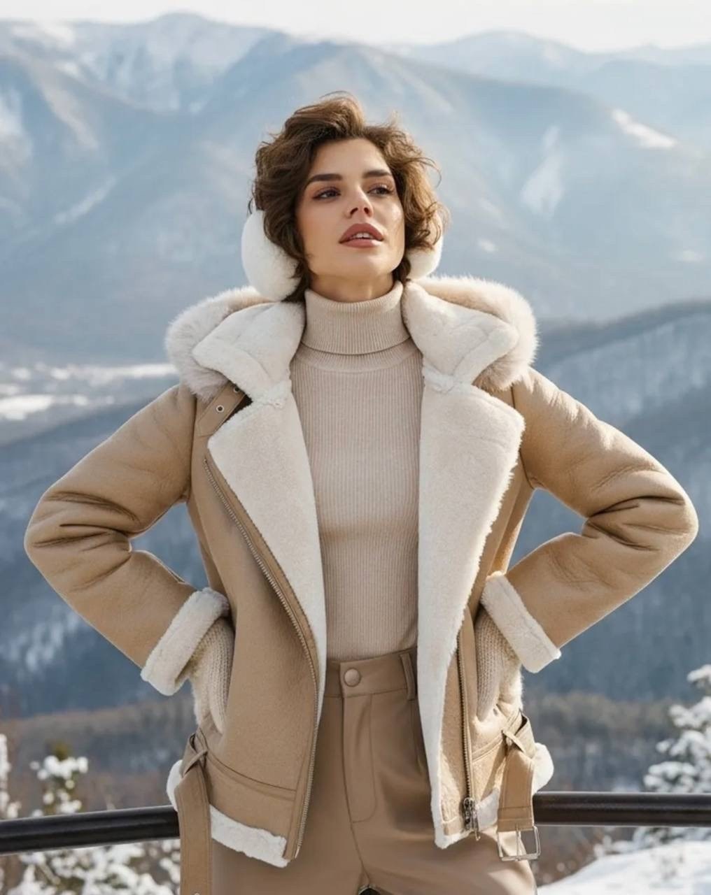 дубленка искусственная mylife,дубленка женская,авиатор дубленка женская из экокожи,дублёнка с мехом,дубленка короткая