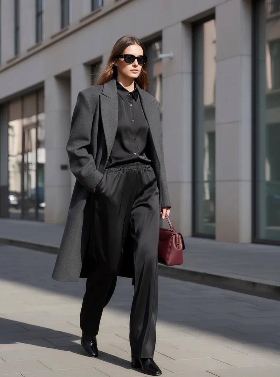 брючный костюм,женский брючный костюм,hiloc 2025 элегантные шелковые пижамные комплекты,костюм женский,брючный костюм свободного кроя