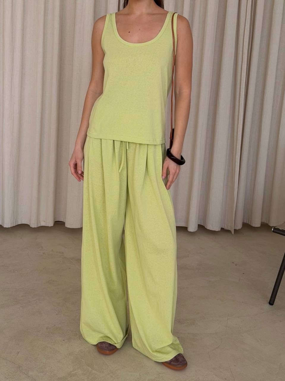 летние костюмы,брючный комплект,широкие брюки,костюм из льна