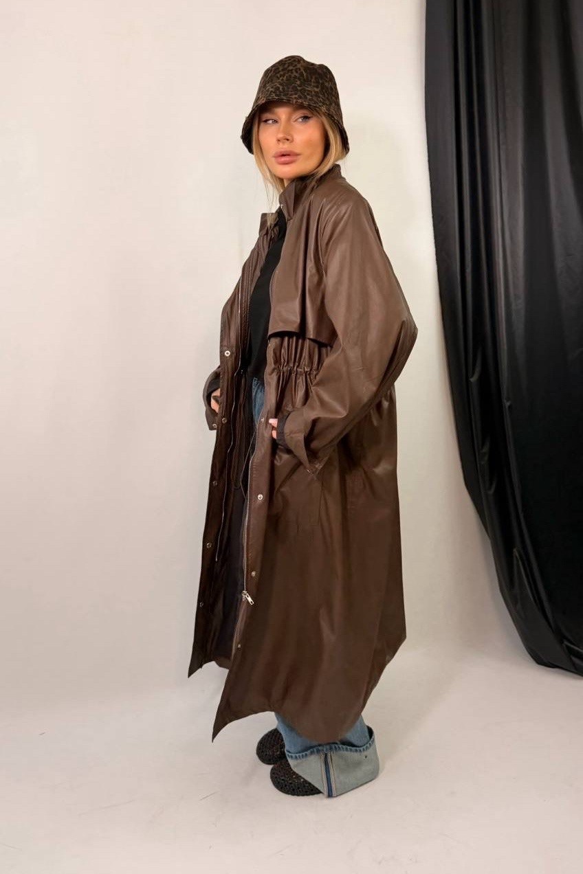 тренч плащ кожаный allure collection,кожаный плащ женский,плащ тренч,женские плащи,кожаные плащи