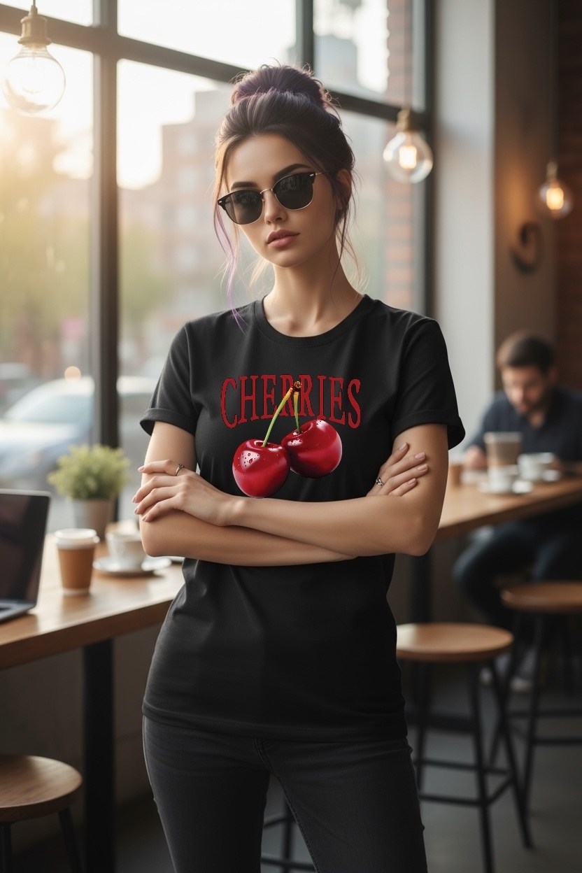 футболка с вишней,футболка с принтом y2k вишня cherries,футболка с вишенкой,футболка женская вишня,женская футболка с принтом вишни