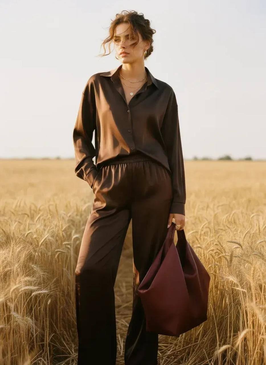 брючный костюм,женский брючный костюм,hiloc 2025 элегантные шелковые пижамные комплекты,костюм женский,брючный костюм свободного кроя