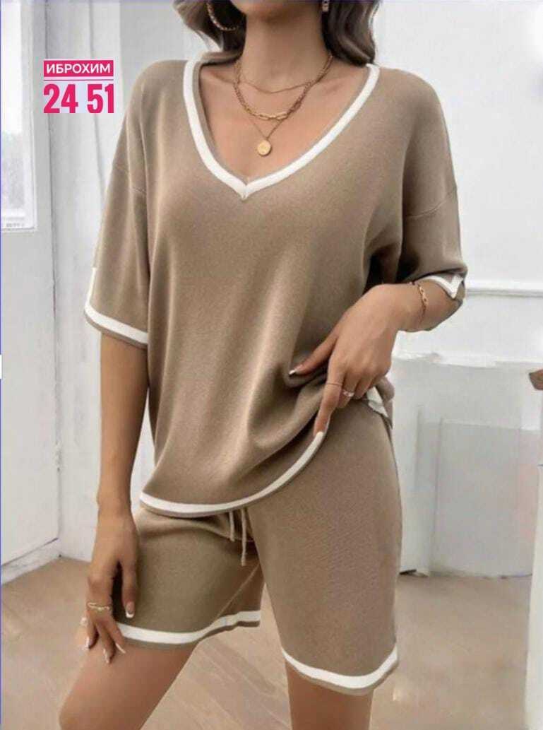 трикотажный костюм с шортами,трикотажные костюмы,трикотажные костюмы женские,повседневный костюм,женский трикотажный костюм из двух предметов