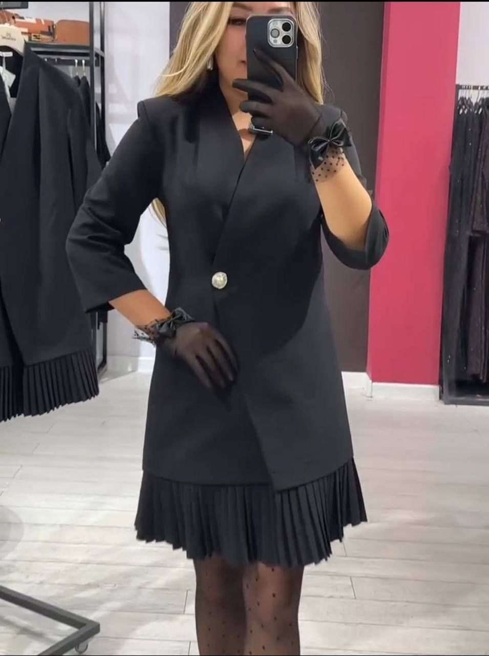 элегантное платье-пиджак с плиссированным воланом на подоле,платье пиджак,платье пиджак с плиссированной юбкой,женское твердое элегантное платье с плиссированным пиджаком,платье пиджак с плиссировкой