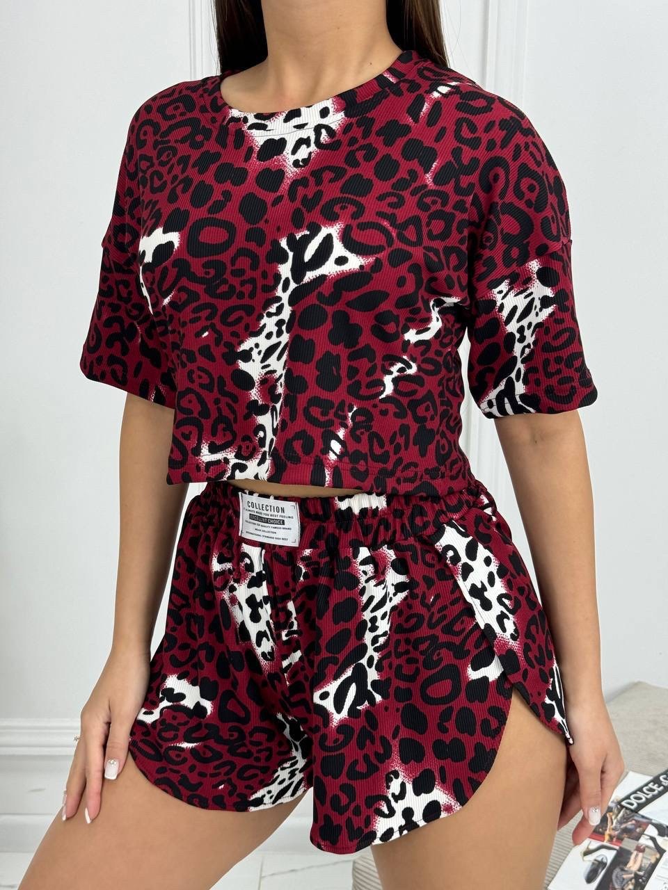 пижама женские,пижама женская с шортами леопард,пижама с шортами леопардовый,женская пижама с шортами в леопардовый принт,пижама леопардовая