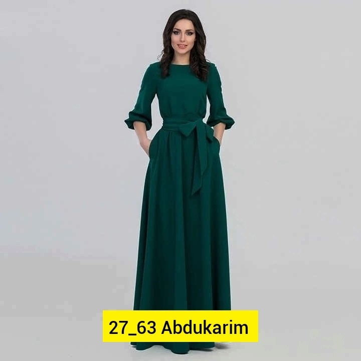 темно зеленое длинное платье,платье повседневное длинное,женские длинные платья,длинное платье с рукавами,длинное платье
