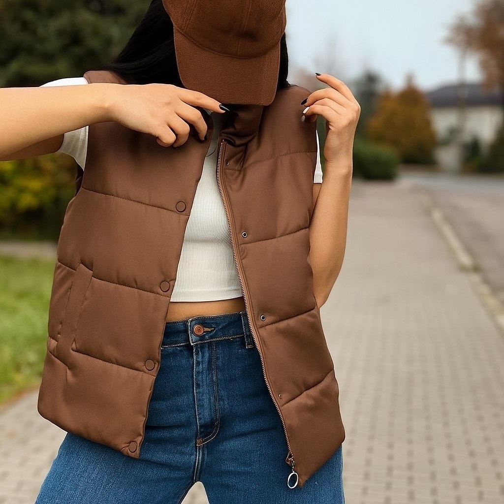жилет женский,жилетка женская,жилет женский утепленный,утепленный жилет,жилет коричневый женский