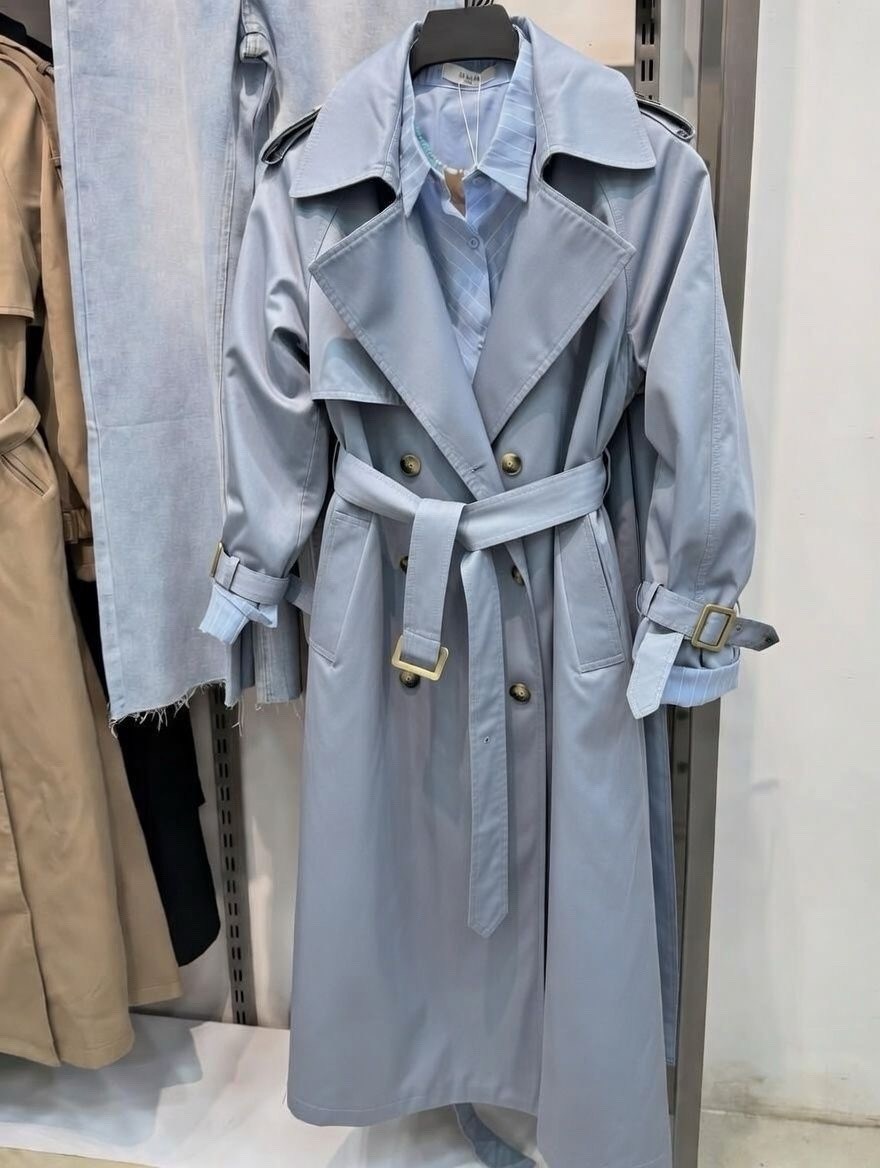тренч плащ,женский плащ,плащ синий,тренч женский,голубой тренч