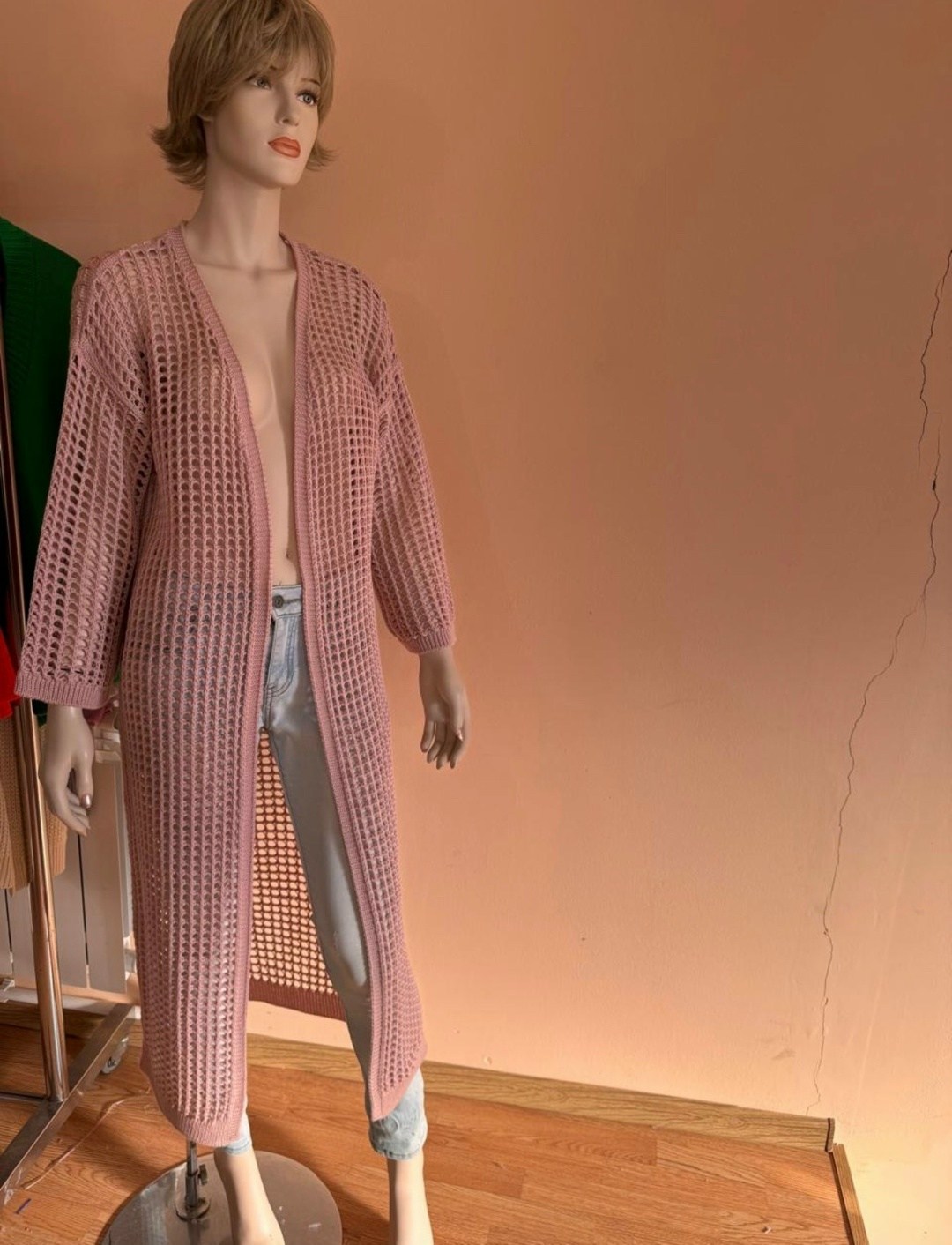 кардиган длинный сетка вязаный lili style,кардиган длинный сетка вязаный,вязаный женский кардиган,кардиган вязаный длинный,кардиган вязаное