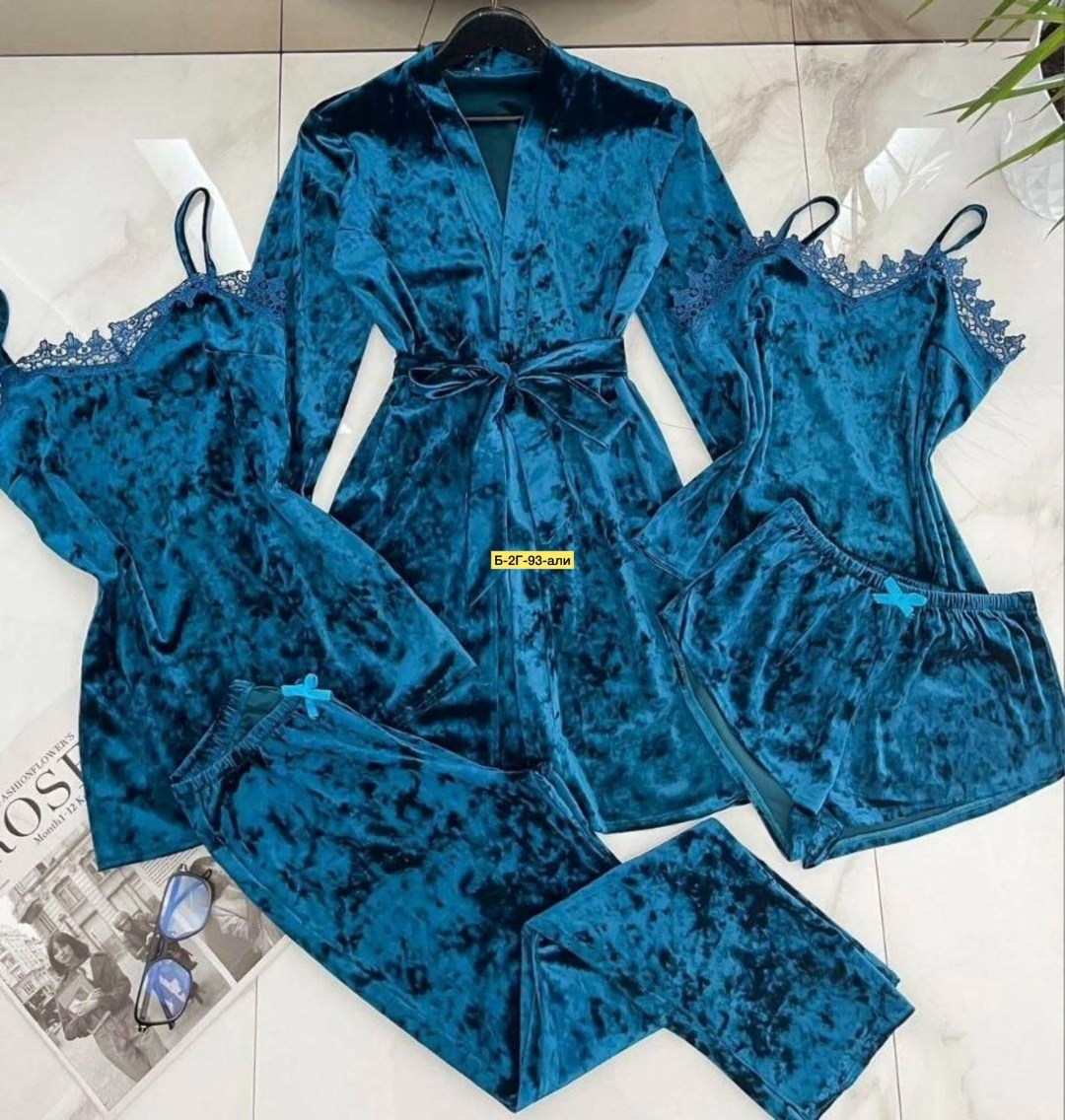 пижама женская 5 в 1,пижама велюр,комплект велюровый,домашний комплект пижама,пижама из велюра 5 в 1
