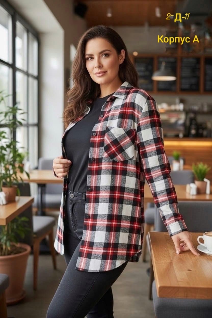 рубашка женская в клетку,женская теплая рубашка в клетку,рубашка в клетку,рубашка женская в клетку оверсайз,туника 8214 красная клетка