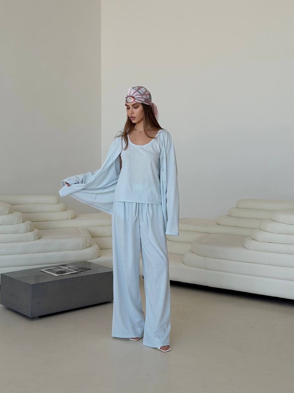 брючный костюм,трикотажные костюмы,костюм голубой,костюм женский,пижама для женщин